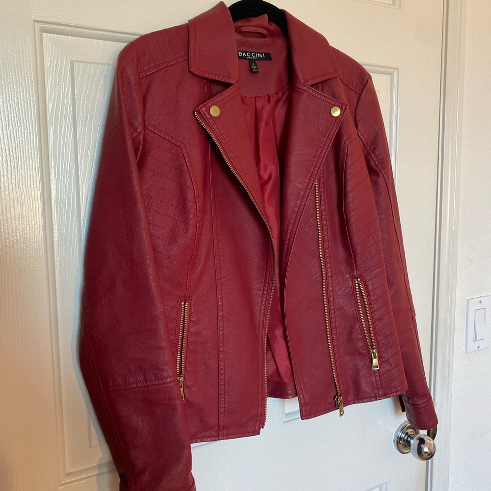 Baccini Women's Red VEGAN Leather Jacket